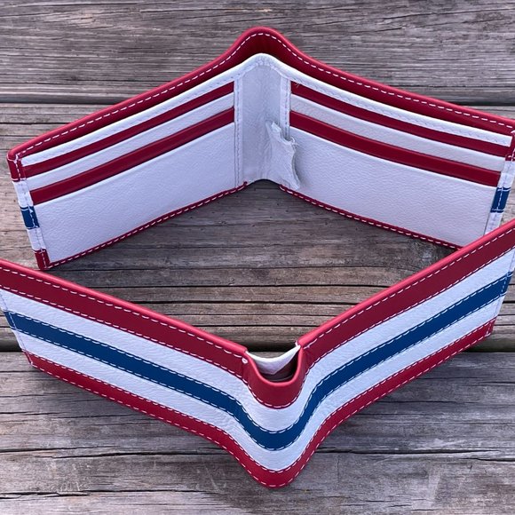 Multicolor Men Wallet US Flag Bifold Cardholder Handmade Genuine Leather Men Pur - Picture 11 of 12